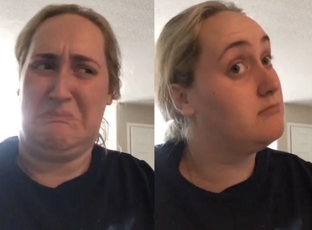Meme of woman making a face of disgust followed by a face of maybe