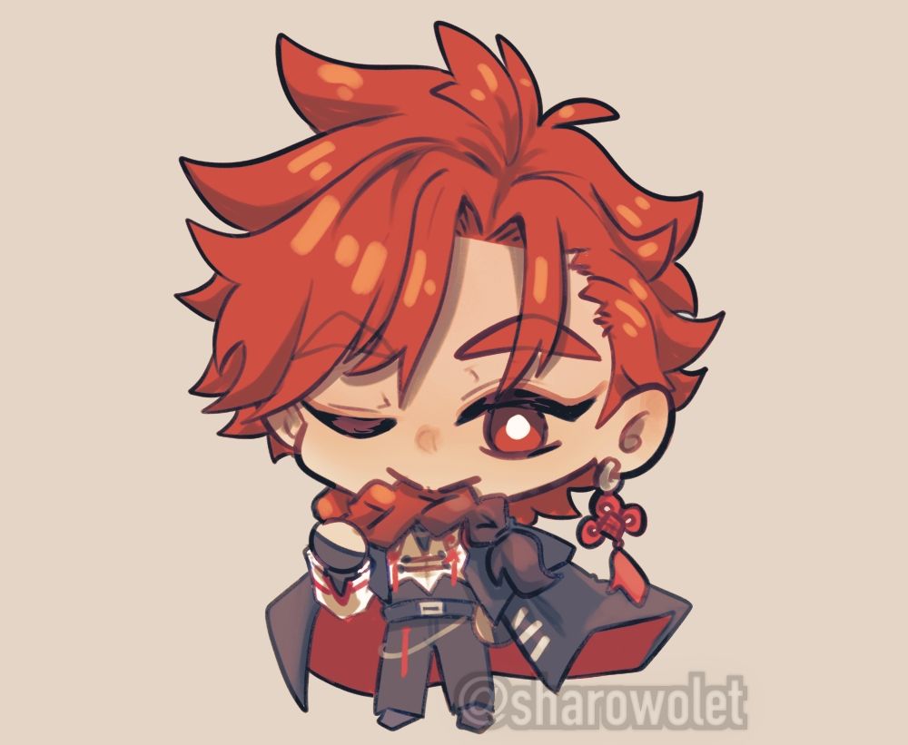 Chibi vein but he's munching on his braid 