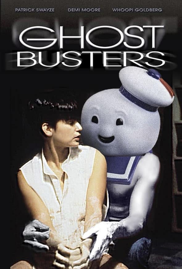 Ghost/ghostbusters: Demi Moore making pottery with the stay puff marshmallow man