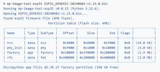 Manipulate MicroPython ESP32 firmware images and flash