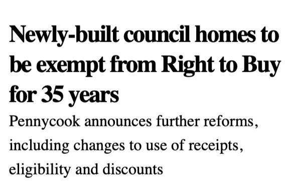 Newly-built council homes to be exempt from Right to Buy for 35 years
Pennycook announces further reforms, including changes to use of receipts, eligibility and discounts