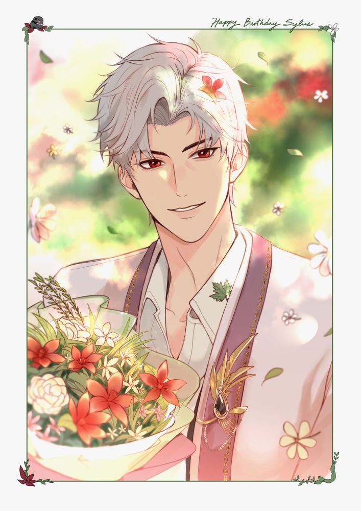 Fanart of Sylus for his birthday :')
He's wearing his birthday outfit, holding a bouquet of flowers.

I haven't done rendered art in a while so please enjoy!