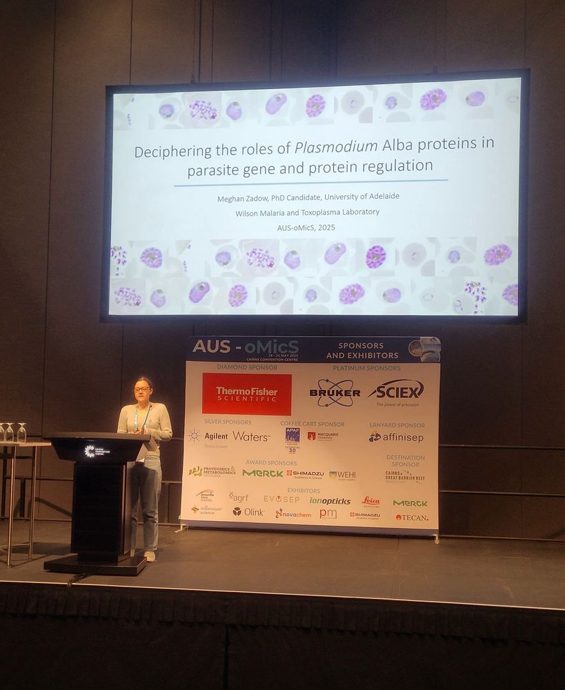 Me standing at a lectern on a black stage with title presentation slide behind. 