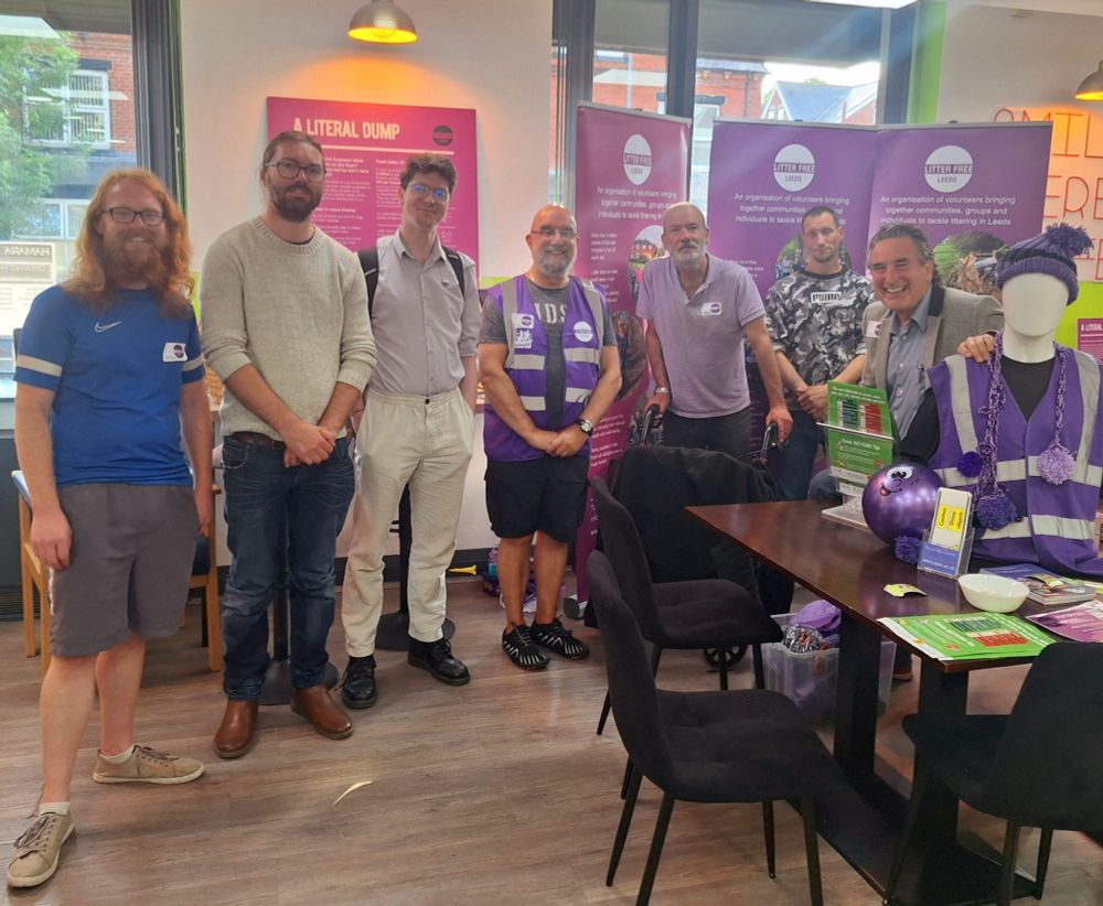 A group photo of Matt and Litter Free Leeds volunteers at the 'Mean Streets to Clean Streets' event.