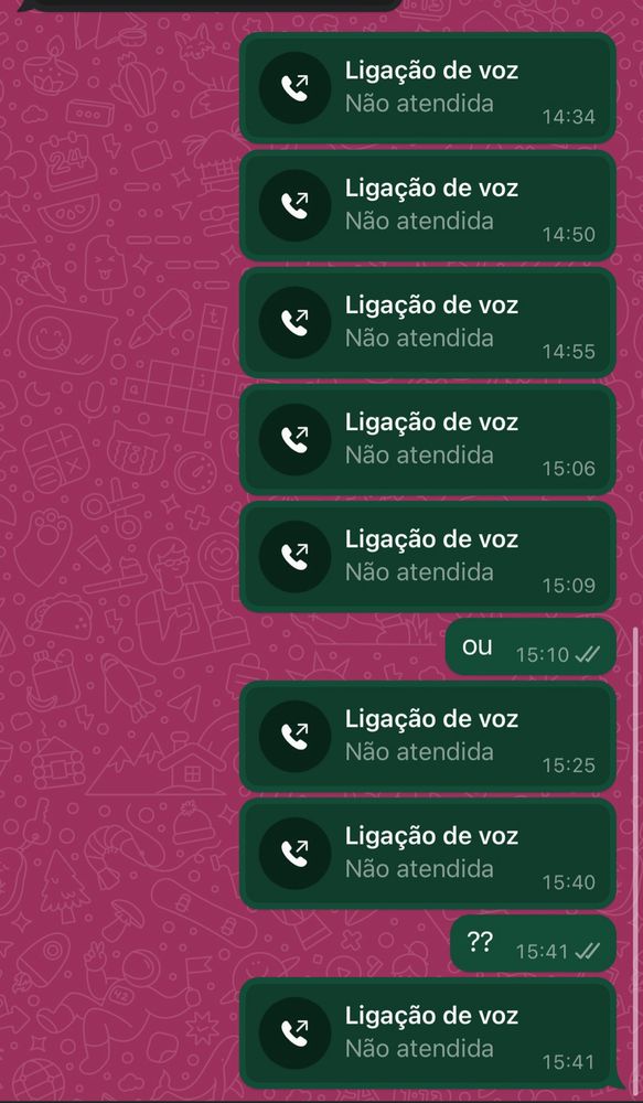 mensagens não atendidas