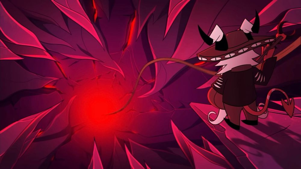 Screenshot from Western Energy of the elevator going down as the little teacup-sized imps sing their Striker song