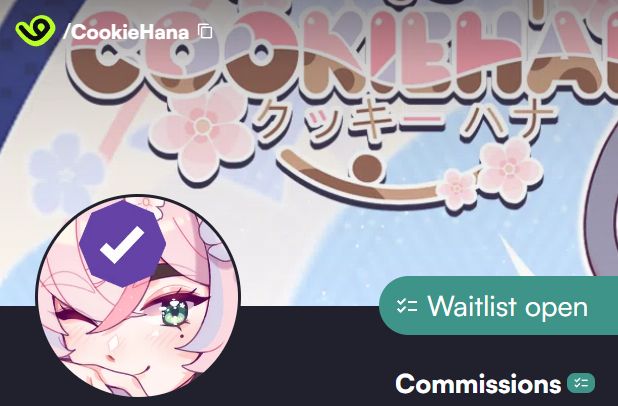 A visual showing that my commission waitlists are open