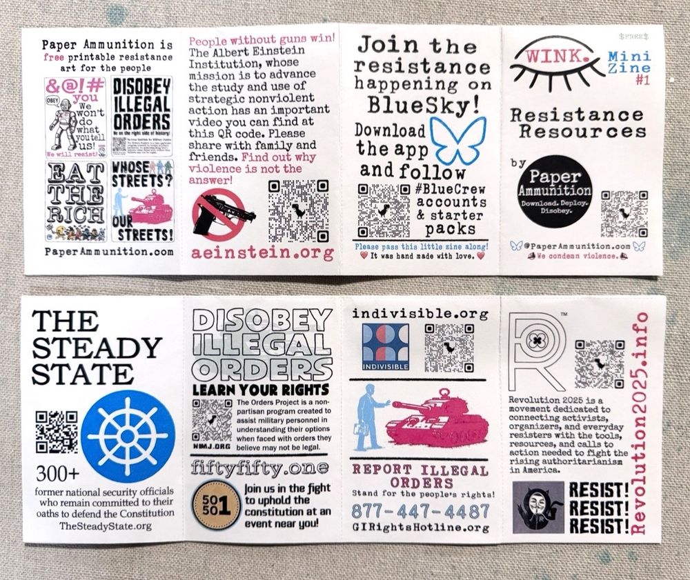 Some resistance, mini scenes folded up featuring a bunch of different resistance and protest, organizations, and information