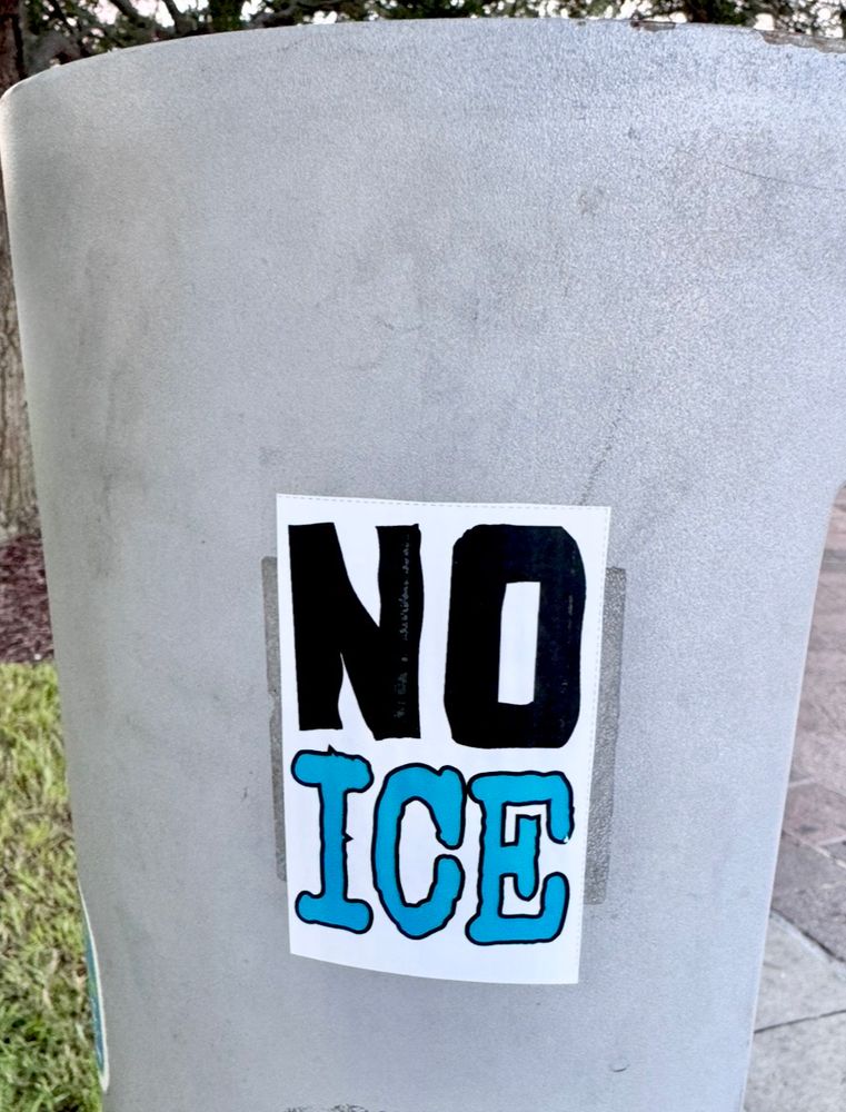 A sticker slapped on the water fountain reads: NO ICE