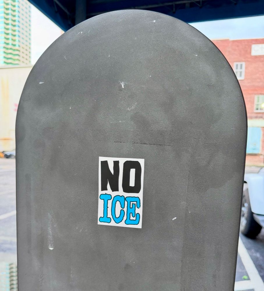Sticker on metal box reads: NO ICE