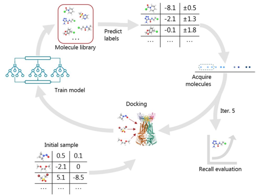 a depiction of the active learning cycle: smaple-train-predict-repeat