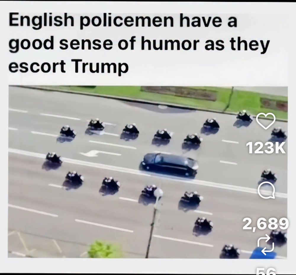 Picture of a police motorcade making the shape of penis around the car they are protecting. 