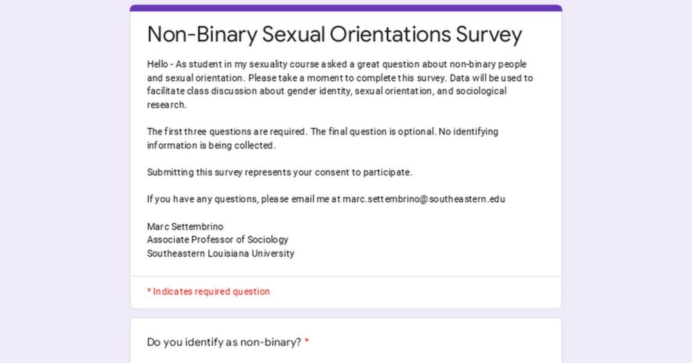 Non-Binary Sexual Orientations Survey