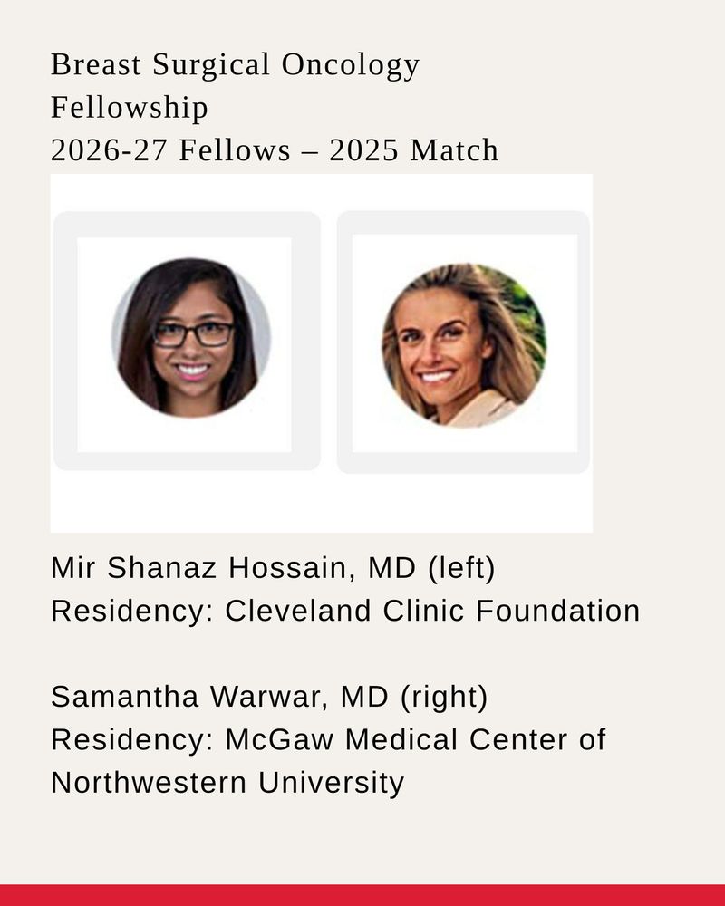 Dr. Mir Shanaz Hossain and Dr. Samantha Warwar are Cedars-Sinai Breast Surgical Oncology Fellowship 2026-27 Fellows – 2025 Matches