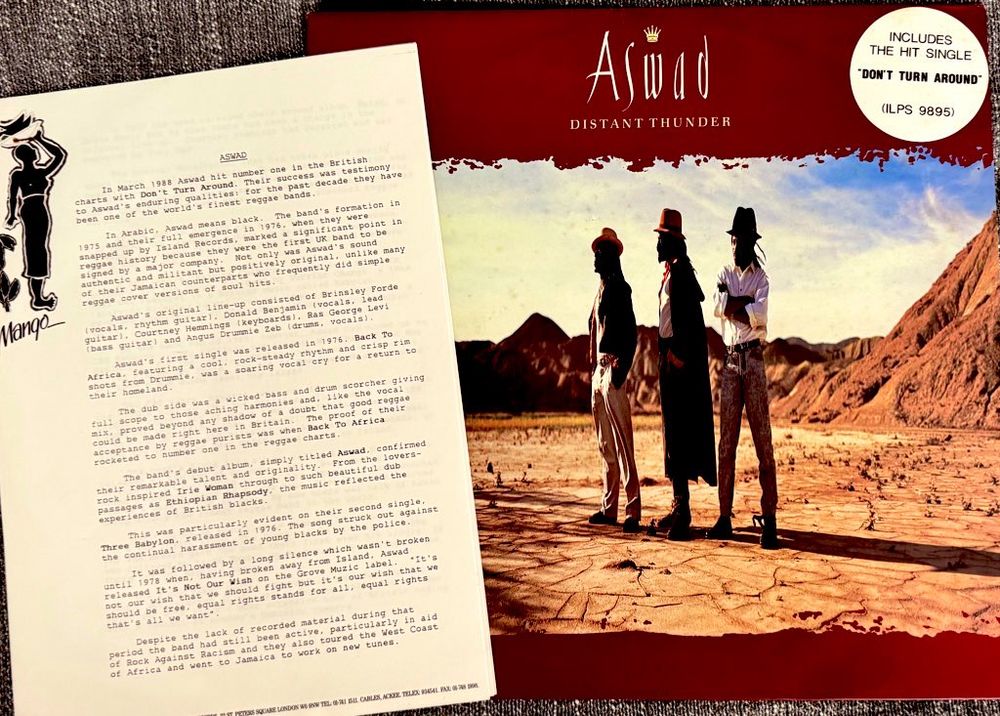 Aswad’s 1988 album #Distant Thunder, complete with original promo release