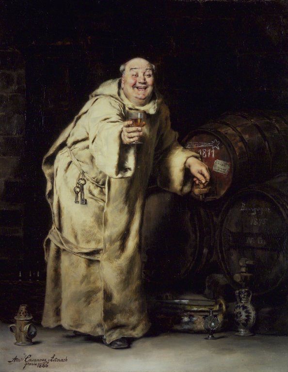 monk testing wine