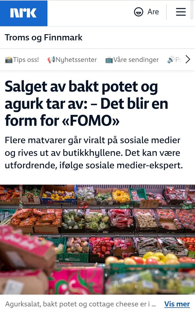 Salget av bakt potet og agurk tar av: – Det blir en form for «FOMO»
Flere matvarer går viralt på sosiale medier og rives ut av butikkhyllene. Det kan være utfordrende, ifølge sosiale medier-ekspert