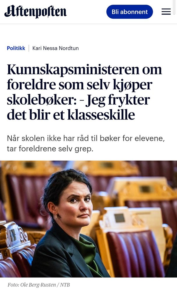 Kunnskapsministeren om foreldre som selv kjøper skolebøker: – Jeg frykter det blir et klasseskille
Når skolen ikke har råd til bøker for elevene, tar foreldrene selv grep.