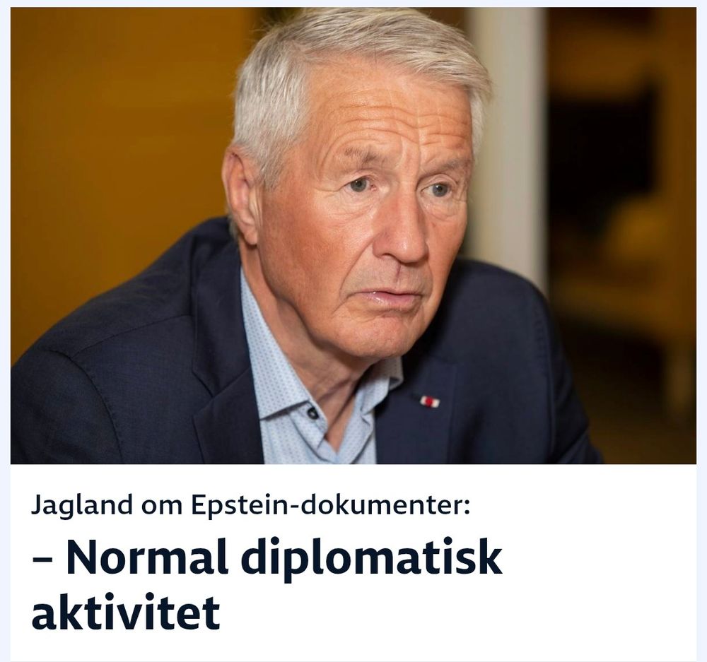 Jagland om Epstein-dokumenter: - Normal diplomatisk aktivitet