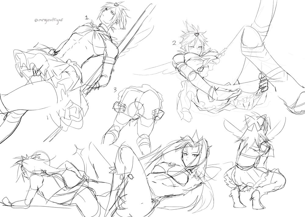 Digital sketches of several angles and poses of cloud, sephiroth, Vincent, and zack in paswg Angel and demon outfits
Top left has lower leg angle of cloud, on the right of it is cloud bending over (ass shot).
Top right has even lower angle (ass shot) of cloud stripping with butt being the focus.
Bottom left is vincent, middle is sephiroth all stripping and butt being focused on. Zack is in the right bottom corner crouching.