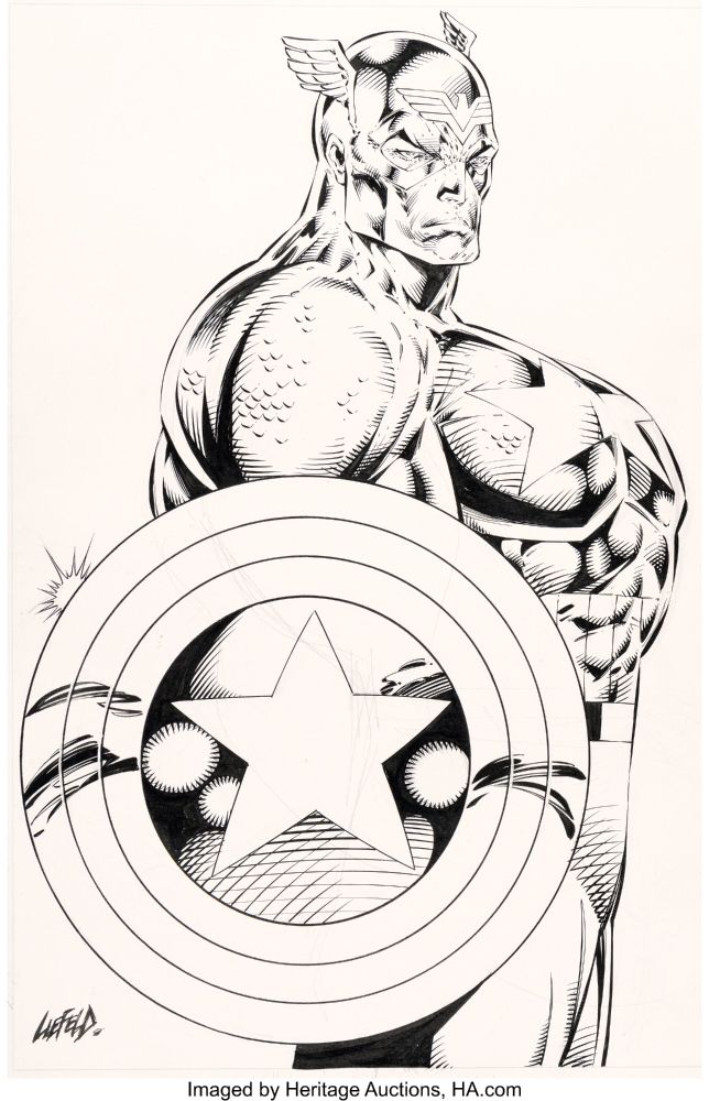 Dibujo del Capitán América de Rob Liefeld