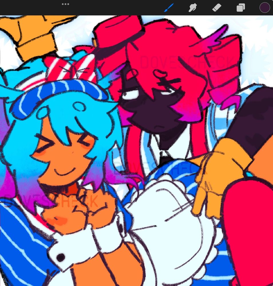 Luxintrus & Noxintrus from the Content SMP, dressed as the cover art for the song Mesmerizer. Lux is dressed as Miku, Nox is dressed as Teto.