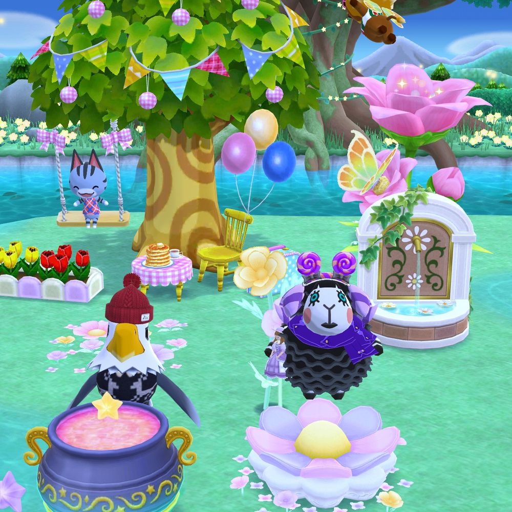 Muffy trying out a flower trampoline 