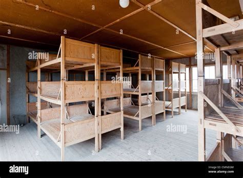 Reconstructed triple height bunks at Dachau concentration camp.