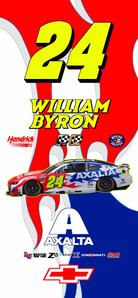 A phone wallpaper of William Byron’s #24 Axalta patriotic Chevrolet that ran the Coca-Cola City 600 at Charlotte Motor Speedway on May 25, 2025. 