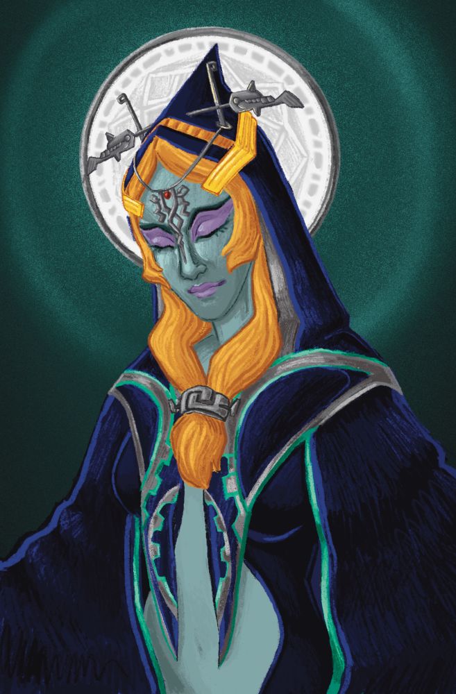 My drawing of Midna from the Legend of Zelda Twilight Princess. I used the Mirror of Twilight to mimic a halo!