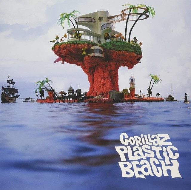 The album cover for the album Plastic Beach by Gorrilaz