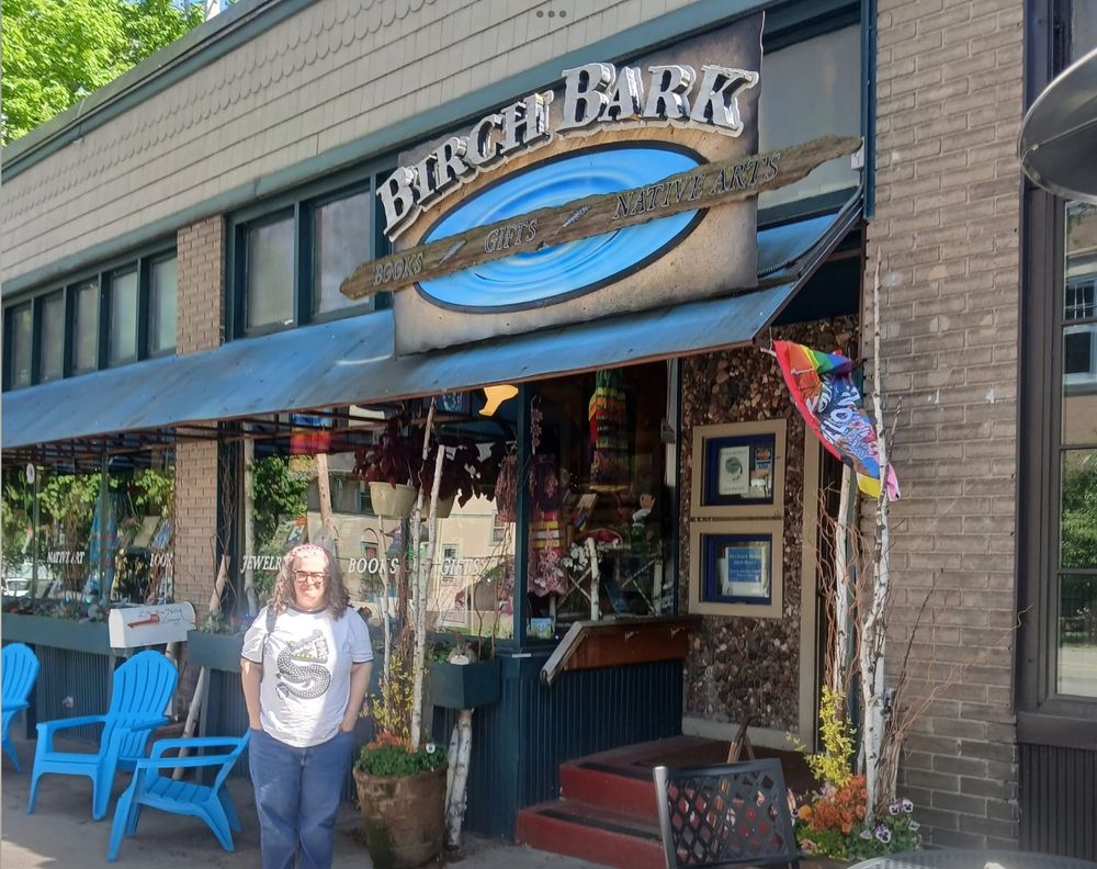 A picture of me standing in front of Birch Bark Books in Minneapolis, MN, one of the country’s best curated book stores!