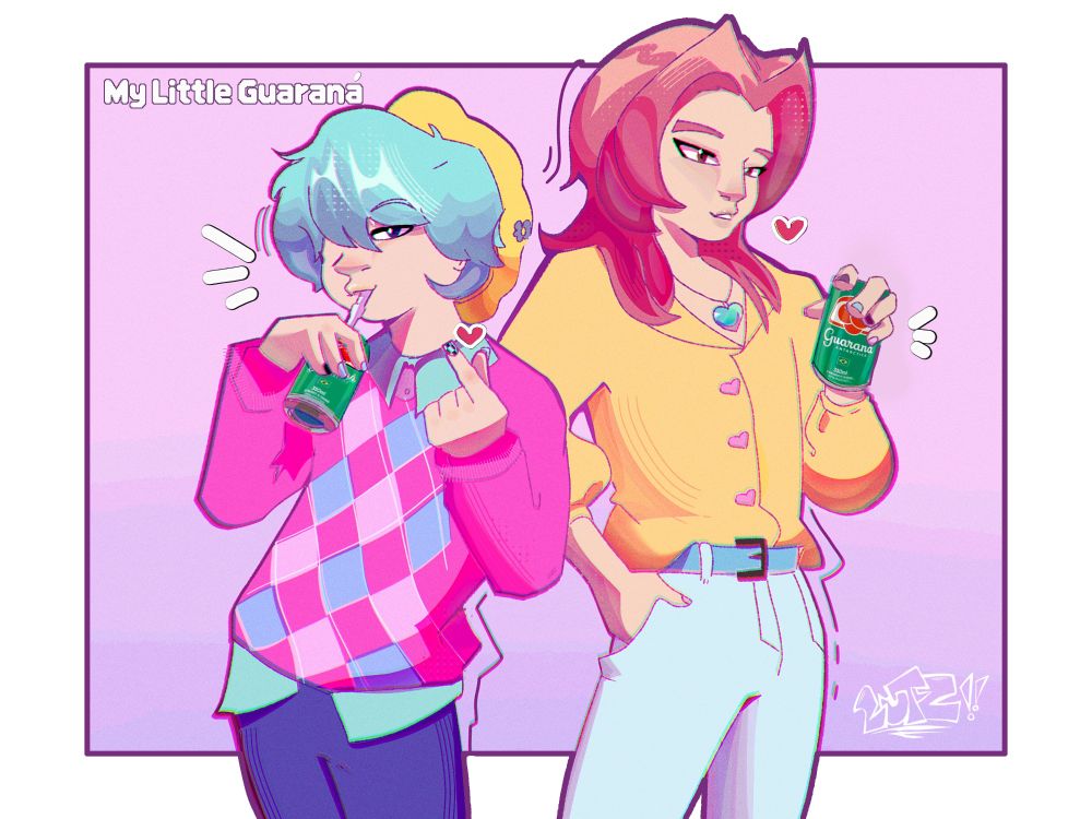 Saja baby and Romance drinking Guaraná (Brazilian Soda)