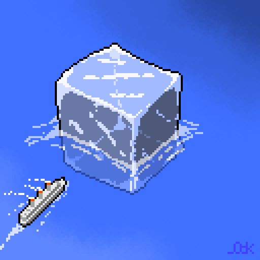Pixel iceberg and a small ship