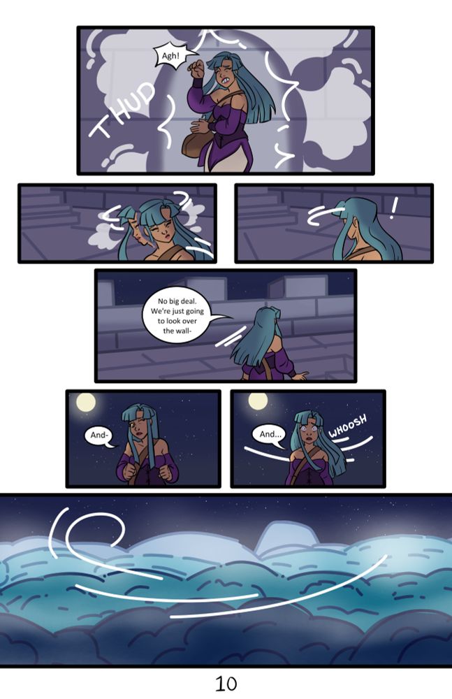 Effie reaches the top of Prismaria's wall and looks out over the untamed forest beyond.