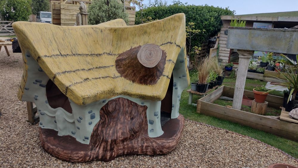 Freshly painted treehouse for children.