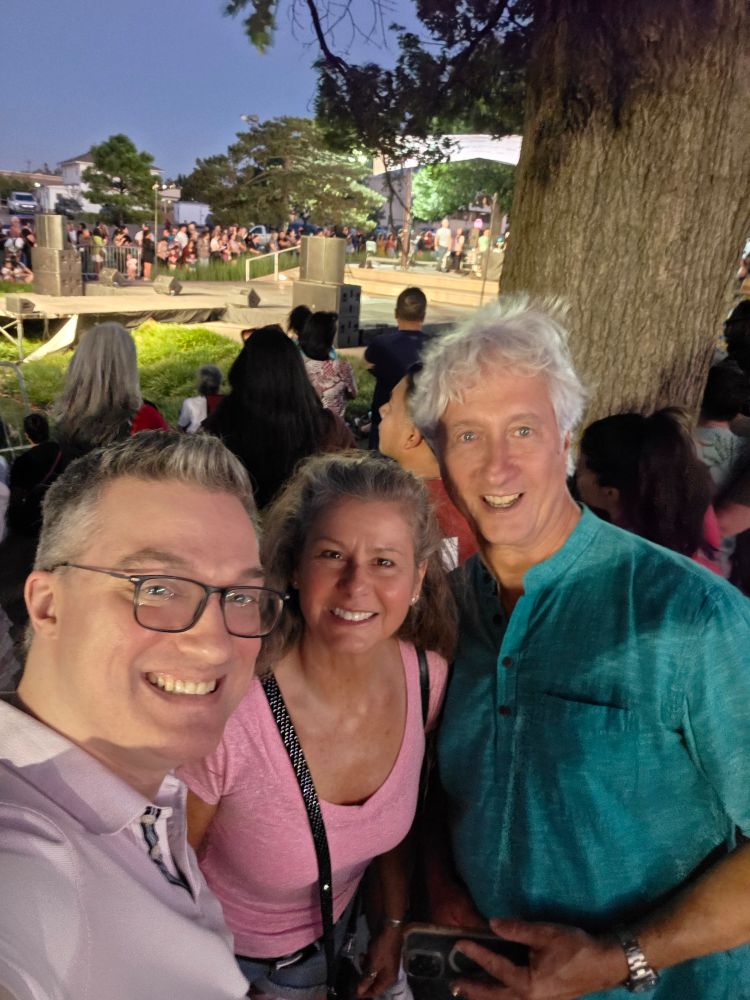 my parents and I about to watch some dragon dances