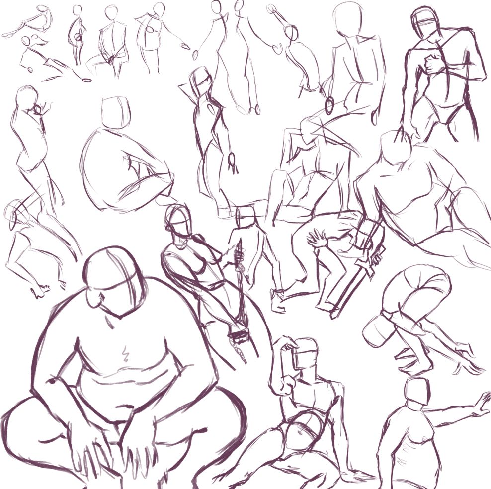 Bunch of 30 seconds up to two minutes gesture drawings