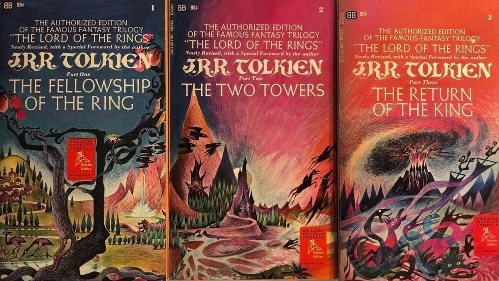 vintage covers of Lord of the Rings trilogy. 