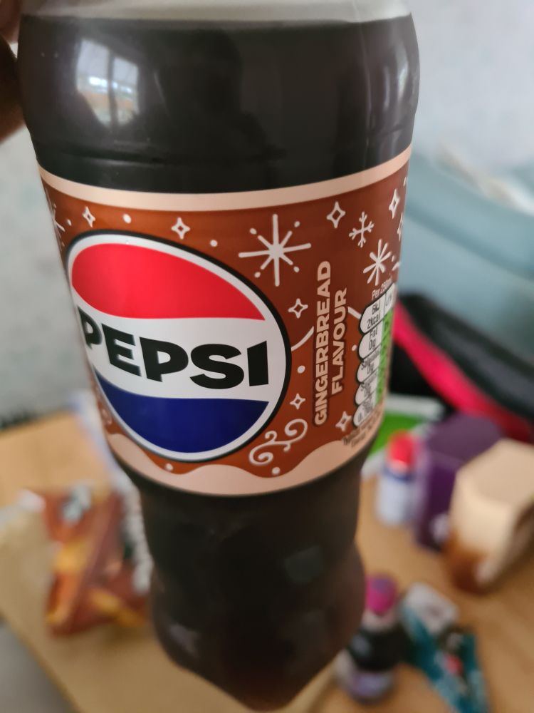 A bottle of gingerbread flavour Pepsi