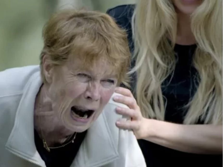 Celia Imrie, screaming into a well