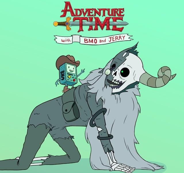 BMO riding the Lich, from Adventure Time