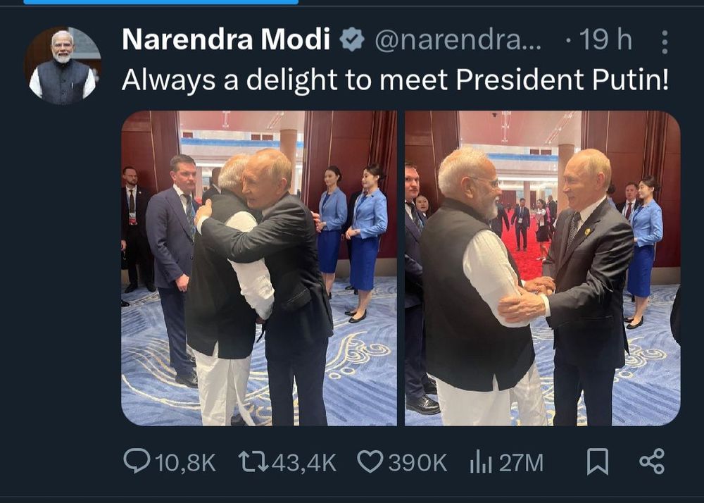 Modi's message about Putin on X