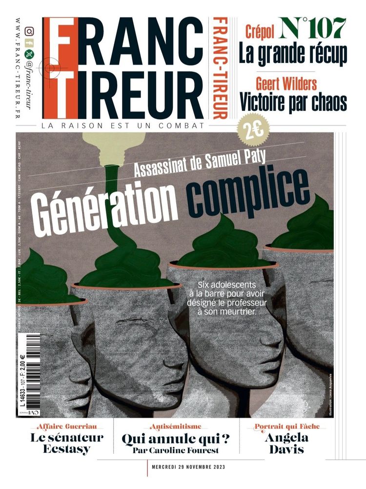 Une du numéro 107 de Franc-Tireur. "Asssassinat de Samuel Patry - Génération complice".