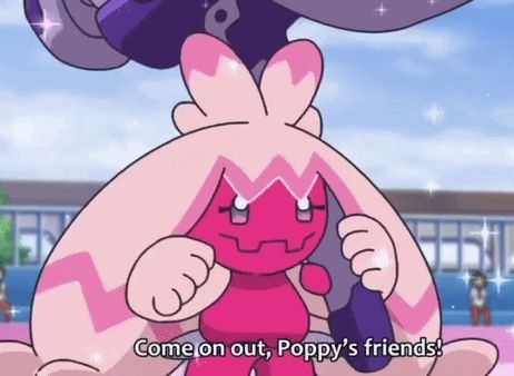 a cartoon character with the words come on out poppy 's friends