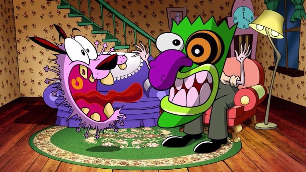 Courage the Cowardly Dog and his owner
Eustace Bagge going OOGA! BOOGA! BOOGA!