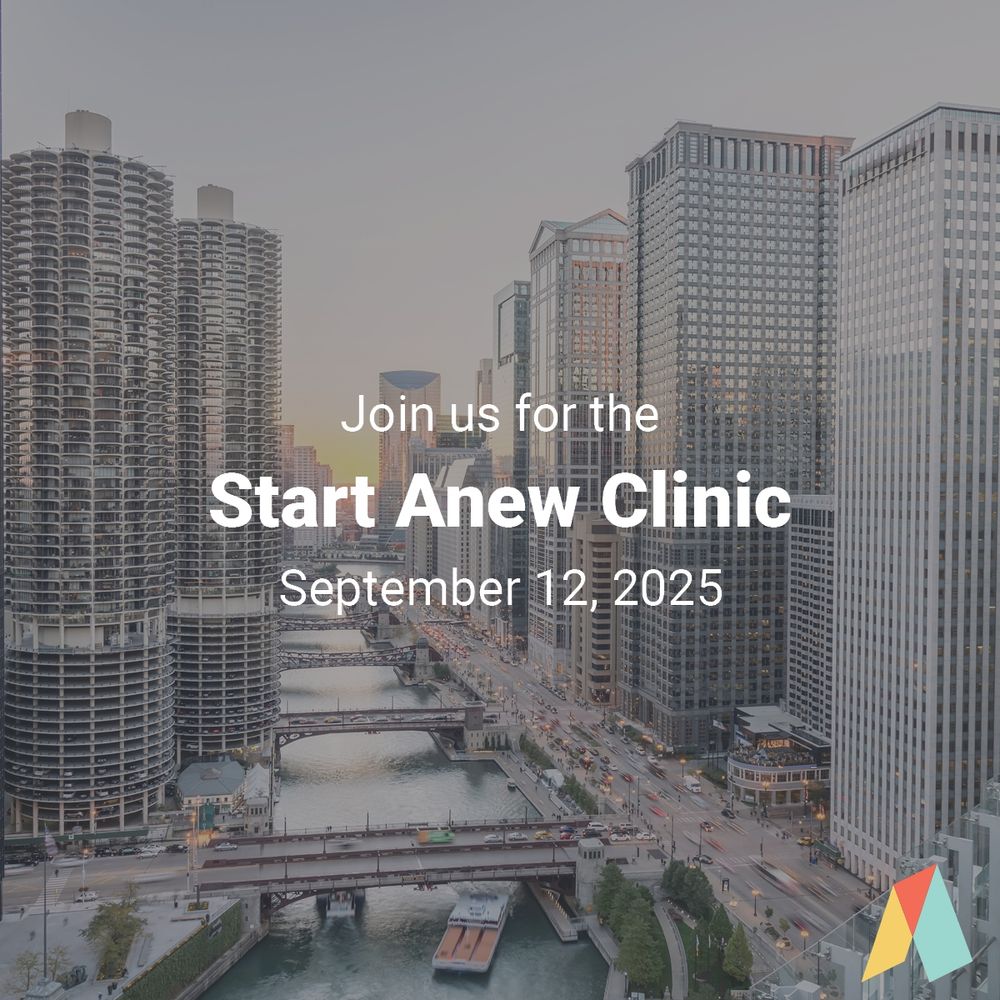 an image of Chicago with the words "Join us for the Start Anew Clinic, September 12, 2025" overlayed and the Ascend Justice logo in the bottom right corner