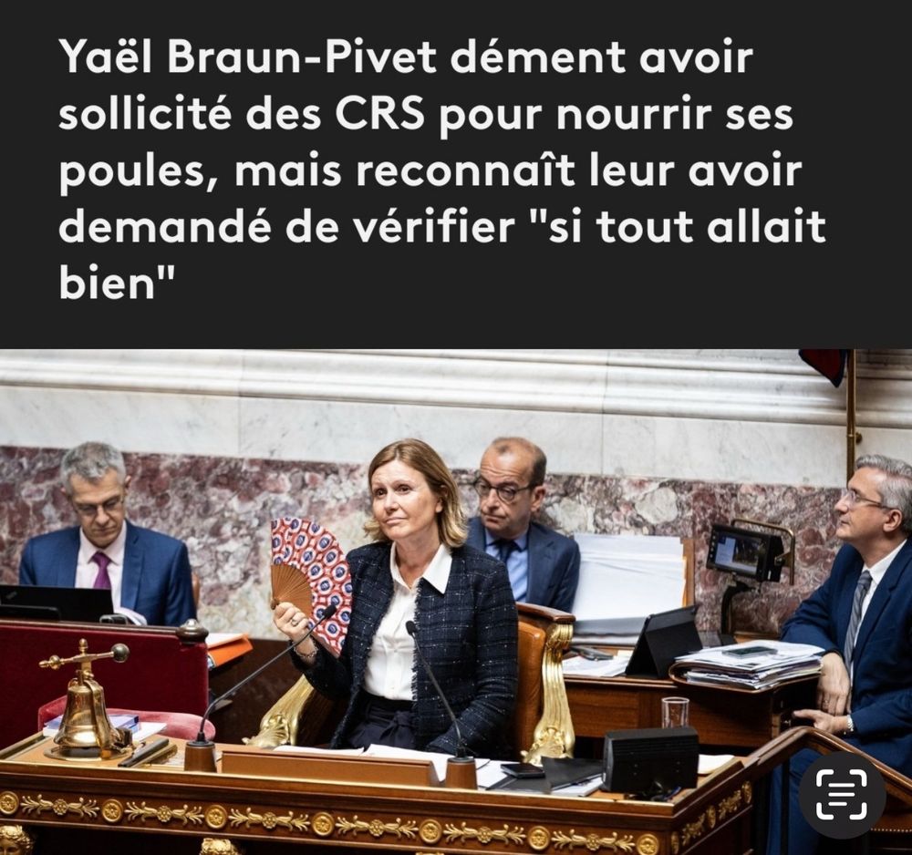 Yaël Braun-Pivet dément avoir sollicité des CRS pour nourrir ses poules, mais reconnaît leur avoir demandé de vérifier "si tout allait bien"