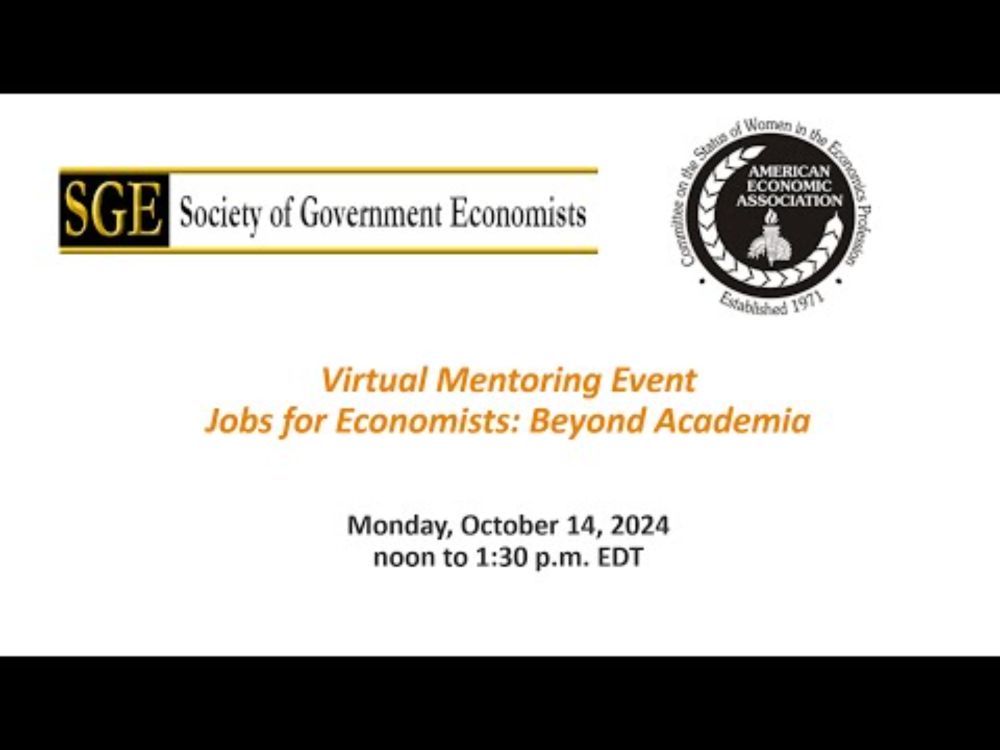 Jobs for Economists: Beyond Academia (Virtual Mentoring Event)