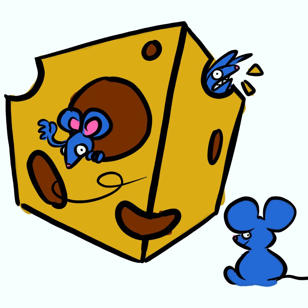 blue mice hiding in cheese (this one is darker)